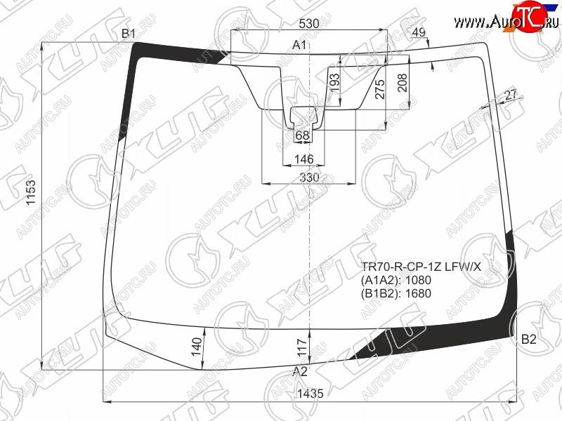 10 849 р. Стекло лобовое (Камера) Toyota Noah 14-17  Voxy 14-17  Esquire 14-17 XYG TR70-R-CP-1Z LFW/X  с доставкой в г. Керчь