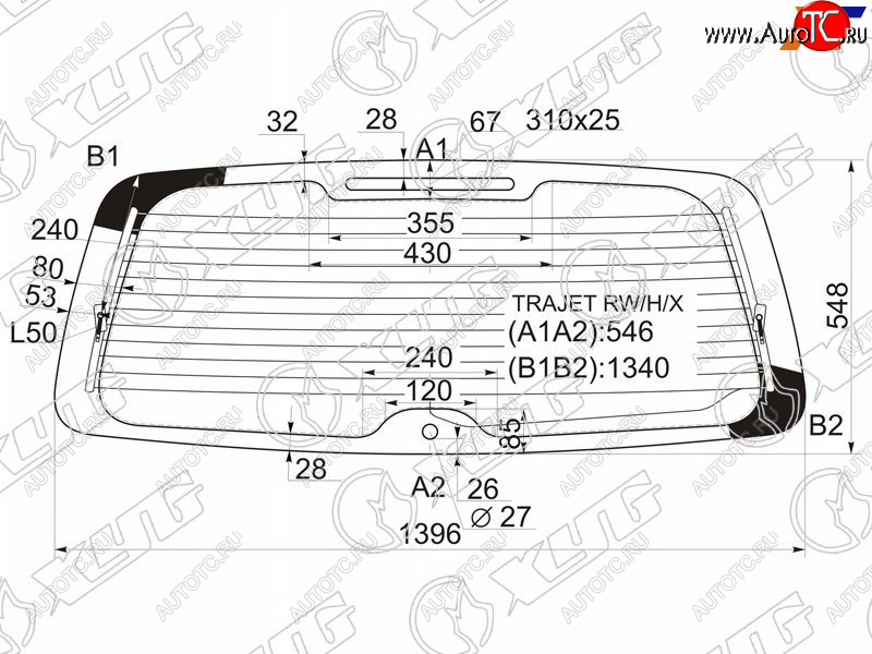 12 449 р. Стекло заднее (Цвет зеленый Обогрев) Hyundai Trajet 99-08 XYG TRAJET RW/H/X  с доставкой в г. Керчь