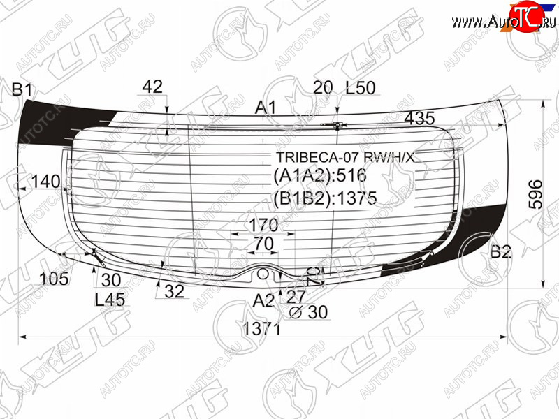 16 649 р. Стекло заднее (Цвет зеленый Обогрев Антенна) Subaru B9 Tribeca 04-07 XYG TRIBECA-07 RW/H/X  с доставкой в г. Керчь