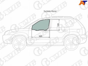 Стекло боковое опускное (Спереди Слева Цвет зеленый) Hyundai Tucson 04-09 XYG TUCSON FD/LH