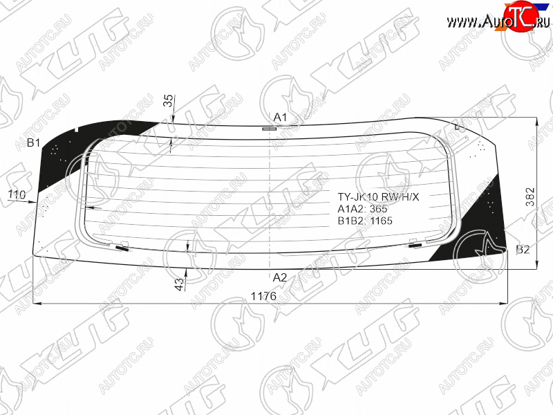 8 299 р. Стекло заднее (Цвет зеленый Обогрев) Toyota Aqua 11-21 XYG TY-JK10 RW/H/X  с доставкой в г. Керчь
