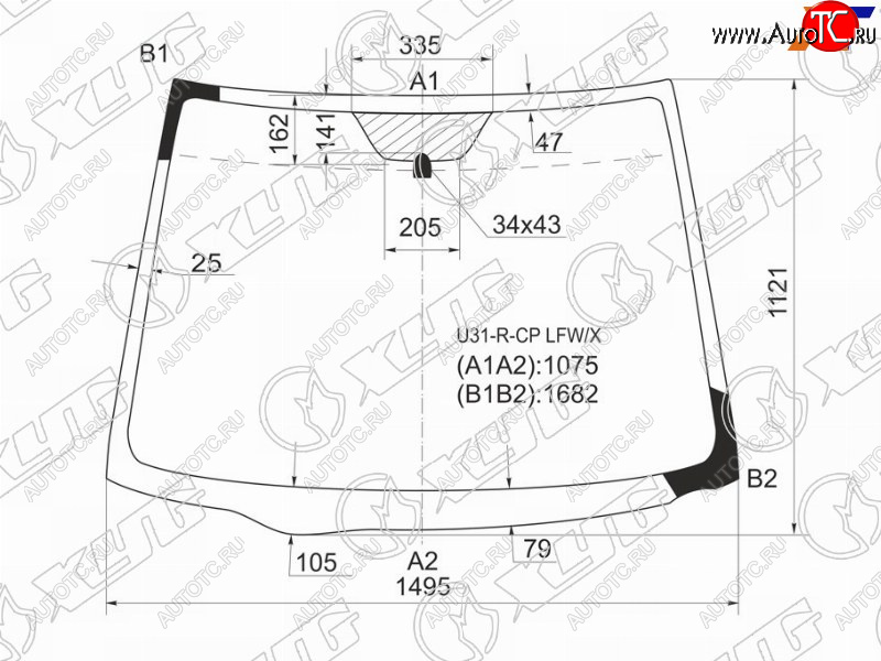 10 999 р. Стекло лобовое NISSAN PRESAGE 03-10                                                                  XYG U31-R-CP LFW/X  с доставкой в г. Керчь
