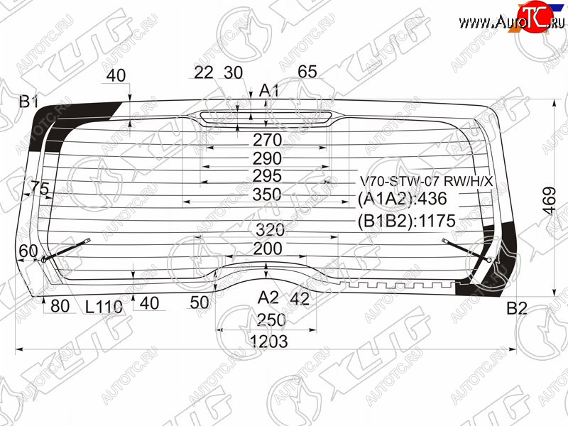 12 449 р. Стекло заднее (Цвет зеленый Обогрев) Volvo V70 07-16  XC70 07-16 XYG V70-STW-07 RW/H/X  с доставкой в г. Керчь