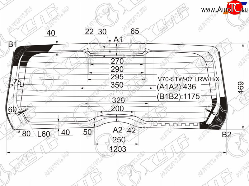 24 699 р. Стекло заднее (Цвет зеленый Триплекс Обогрев) Volvo V70 07-16  XC70 07-16 XYG V70-STW-07 LRW/H/X  с доставкой в г. Керчь