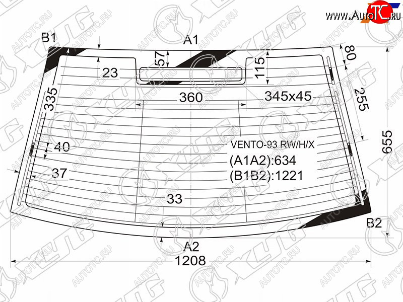 5 699 р. Стекло заднее (Цвет зеленый Обогрев Антенна) Volkswagen Jetta 91-98  Vento 92-95 XYG VENTO-93 RW/H/X  с доставкой в г. Керчь
