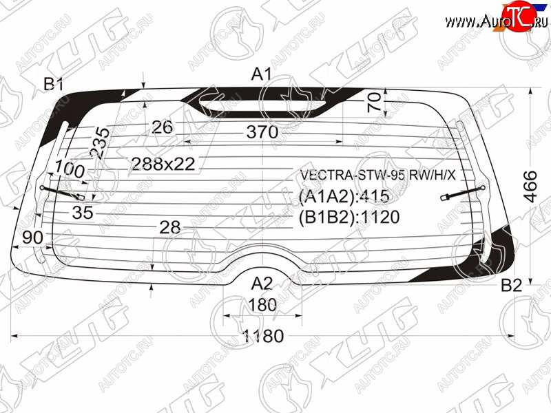 11 699 р. Стекло заднее (Цвет зеленый Обогрев 5D WGN) Opel Vectra 95-03 XYG VECTRA-STW-95 RW/H/X  с доставкой в г. Керчь
