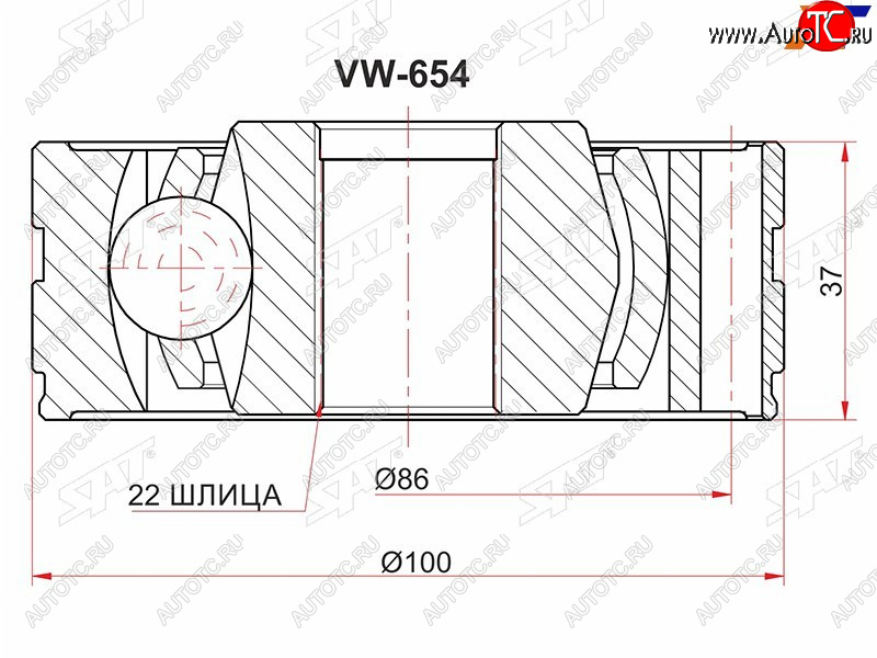 2 059 р. Шрус карданного вала CHEVROLET CAPTIVA C100DAEWOO WINSTORMOPEL ANTARA 06- SAT VW-654  с доставкой в г. Керчь