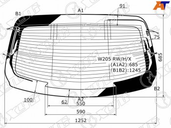 Стекло заднее (Цвет зеленый Обогрев Антенна) Mercedes-Benz C-Class 13-21 XYG W205 RW/H/X