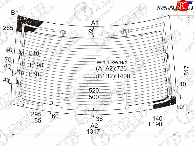 9 749 р. Стекло заднее (Цвет зеленый Обогрев Антенна) Mercedes-Benz C-Class 07-15 XYG W204 RW/H/X  с доставкой в г. Керчь