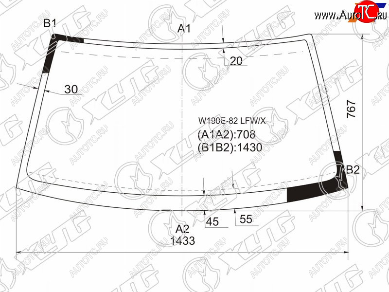 5 999 р. Стекло лобовое MERCEDES-BENZ 190 W201 82-84                                                          XYG W190E-82 LFW/X  с доставкой в г. Керчь