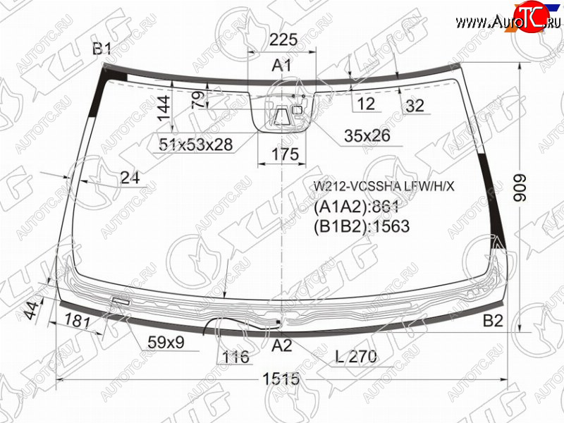 12 649 р. Стекло лобовое (Обогрев щеток Камера Датчик дождя Молдинг) Mercedes-Benz E-Class 09-13 XYG W212-VCSSHA LFW/H/X  с доставкой в г. Керчь