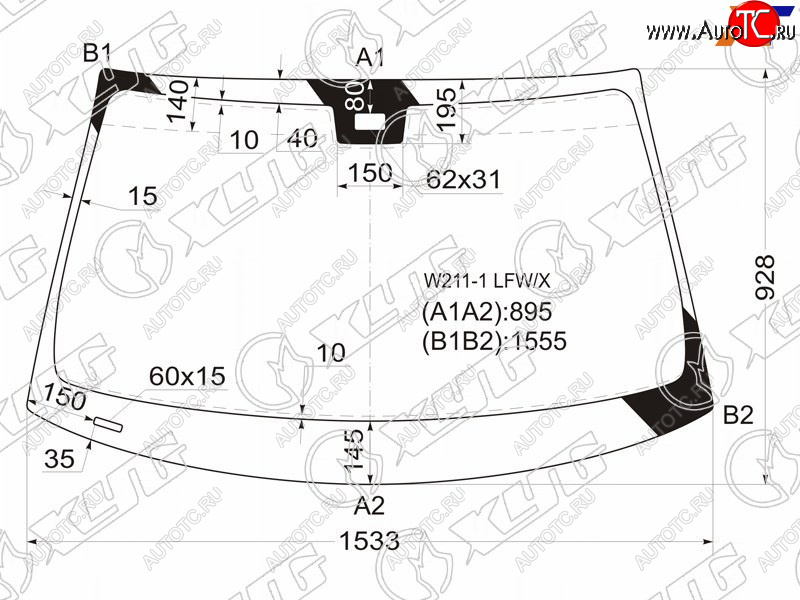 8 999 р. Стекло лобовое (Датчик дождя Панорамная крыша 4D SED5D WGN) Mercedes-Benz E-Class 02-09 XYG W211-1 LFW/X  с доставкой в г. Керчь