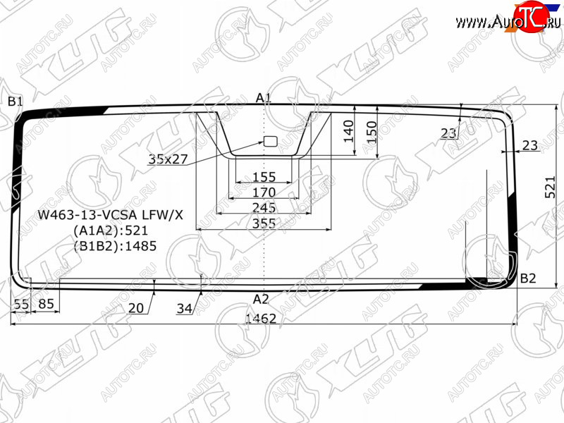 8 649 р. Стекло лобовое (Антенна Датчик дождя) Mercedes-Benz G-Class 12-18 XYG W463-13-VCSA LFW/X  с доставкой в г. Керчь