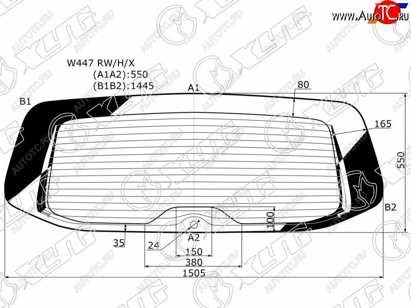 10 849 р. Стекло заднее (Цвет зеленый Обогрев) Mercedes-Benz V-Class 14-  Vito 14-20 XYG W447 RW/H/X  с доставкой в г. Керчь