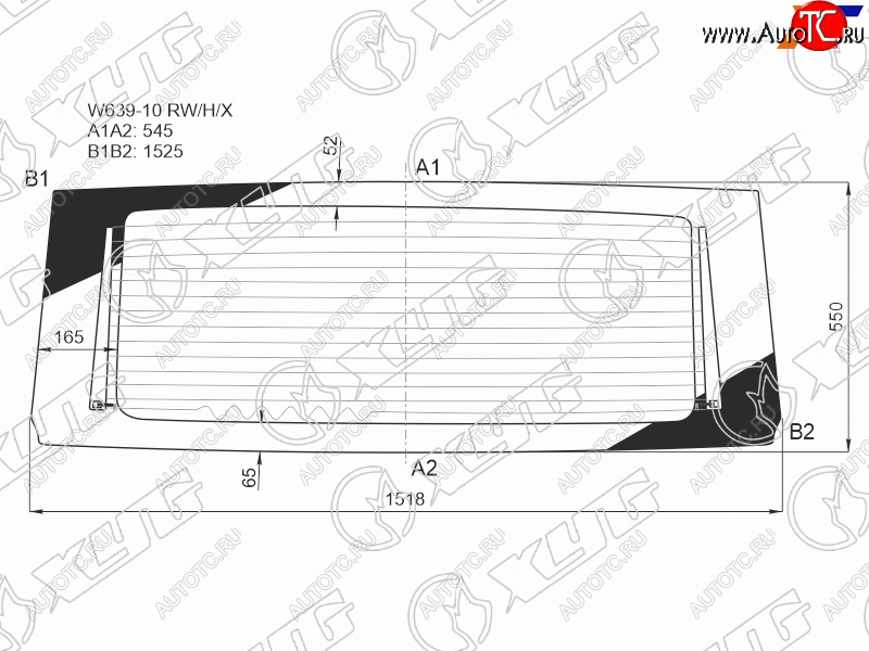 9 749 р. Стекло заднее (Цвет зеленый Обогрев) Mercedes-Benz Viano 10-14  Vito 10-14 XYG W639-10 RW/H/X  с доставкой в г. Керчь