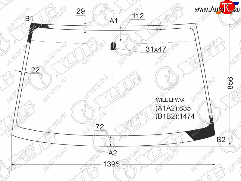 8 649 р. Стекло лобовое TOYOTA WILL VS 01-04 XYG WILL LFW/X  с доставкой в г. Керчь