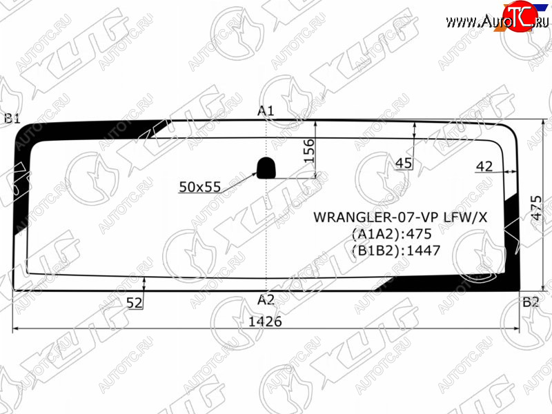 3 399 р. Стекло лобовое Jeep Wrangler 06-18 XYG WRANGLER-07-VP LFW/X  с доставкой в г. Керчь