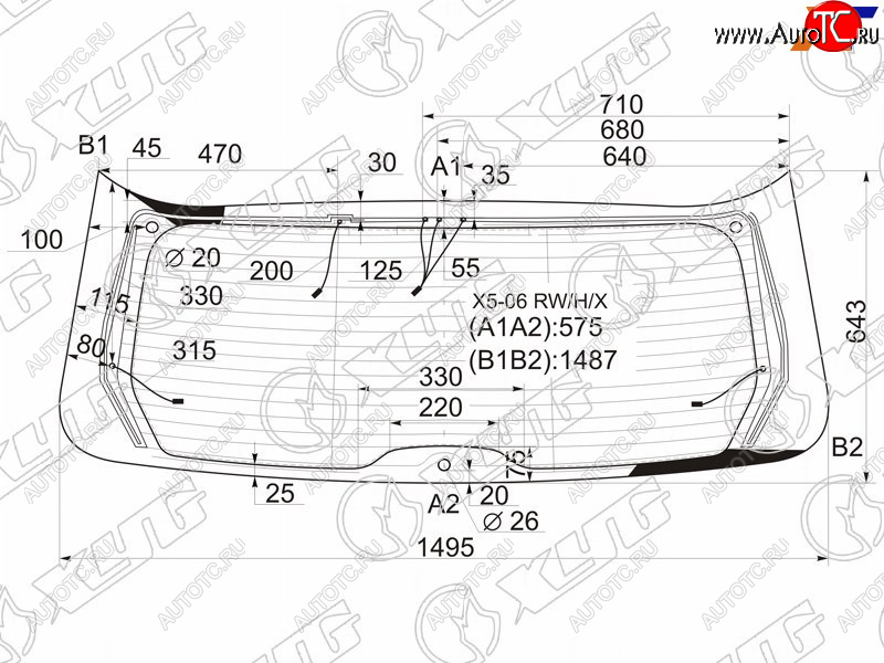 12 299 р. Стекло заднее (Цвет зеленый Обогрев Антенна) BMW X5 06-13 XYG X5-06 RW/H/X  с доставкой в г. Керчь