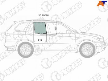 1 799 р. Стекло боковое опускное (Сзади Справа Цвет зеленый) BMW X5 99-06 XYG X5 RD/RH  с доставкой в г. Керчь. Увеличить фотографию 1