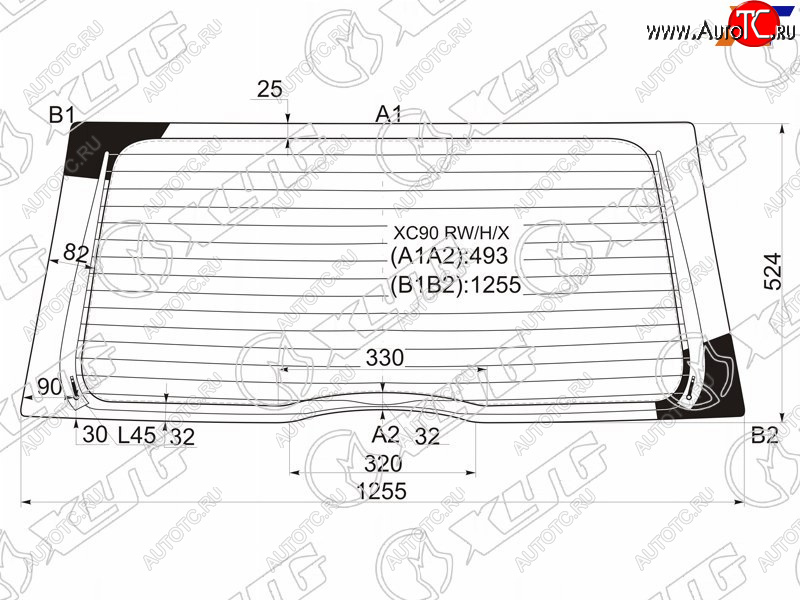11 749 р. Стекло заднее (Цвет зеленый Обогрев) Volvo XC90 02-14 XYG XC90 RW/H/X  с доставкой в г. Керчь
