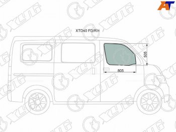 Стекло боковое опускное (Спереди Справа Цвет зеленый) Daihatsu Grand Max 07-19  Toyota Lite Ace 0 XYG XTD40 FD/RH