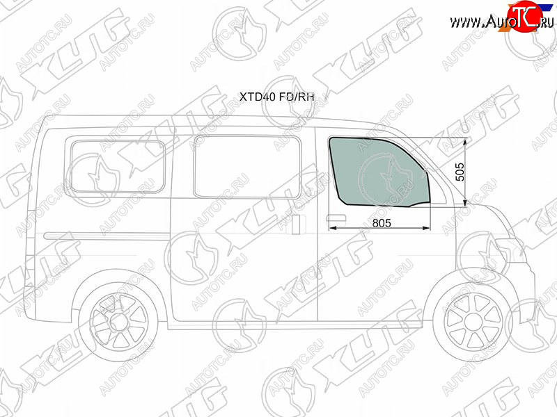 929 р. Стекло боковое опускное (Спереди Справа Цвет зеленый) Daihatsu Grand Max 07-19  Toyota Lite Ace 0 XYG XTD40 FD/RH  с доставкой в г. Керчь