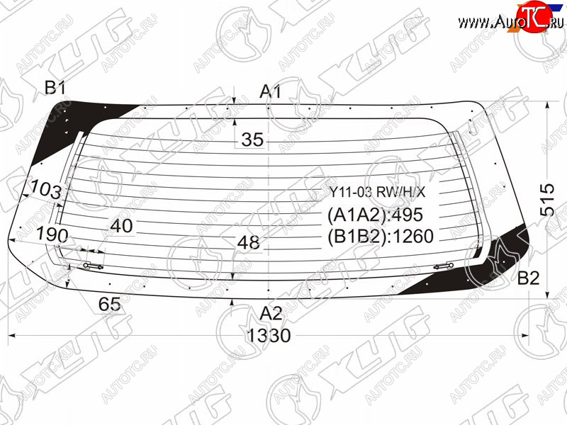 7 499 р. Стекло заднее (Цвет зеленый Обогрев) Nissan AD 02-08  Wingroad 01-05  Mazda Familia 98-08 XYG Y11-03 RW/H/X  с доставкой в г. Керчь