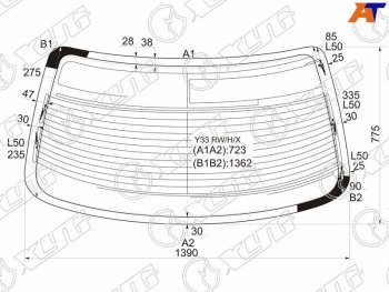 Стекло заднее (Цвет зеленый Обогрев Антенна) Nissan Cedric 95-99  Gloria 95-99 XYG Y33 RW/H/X
