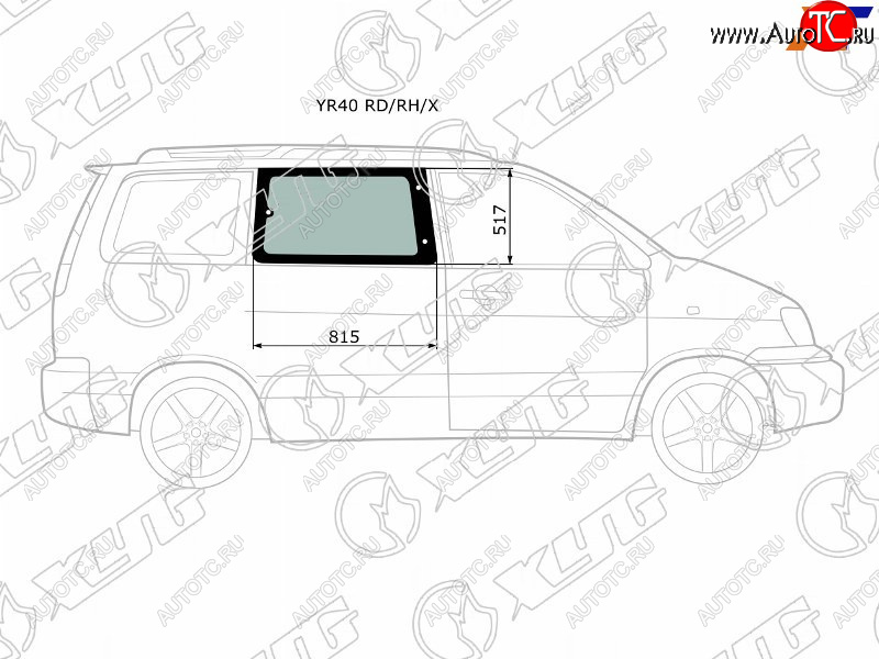3 199 р. Стекло кузова боковое (не опускное) (Справа Цвет зеленый) Toyota Lite Ace 96-07  Lite Ace Noah 96- XYG YR40 RD/RH/X  с доставкой в г. Керчь