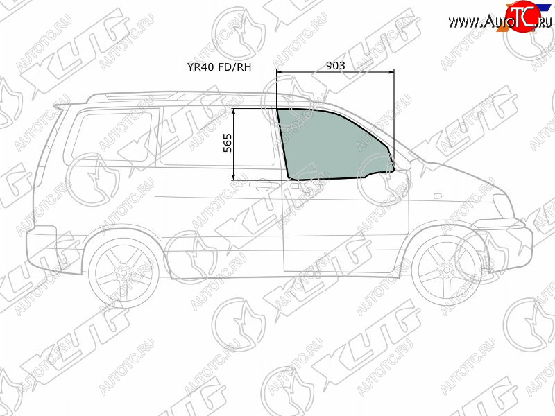 2 899 р. Стекло боковое опускное (Спереди Справа Цвет зеленый) Toyota Lite Ace 96-07  Lite Ace Noah 96-01 XYG YR40 FD/RH  с доставкой в г. Керчь
