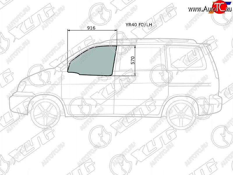 2 899 р. Стекло боковое опускное (Спереди Слева Цвет зеленый) Toyota Lite Ace 96-07  Lite Ace Noah 96-01  XYG YR40 FD/LH  с доставкой в г. Керчь