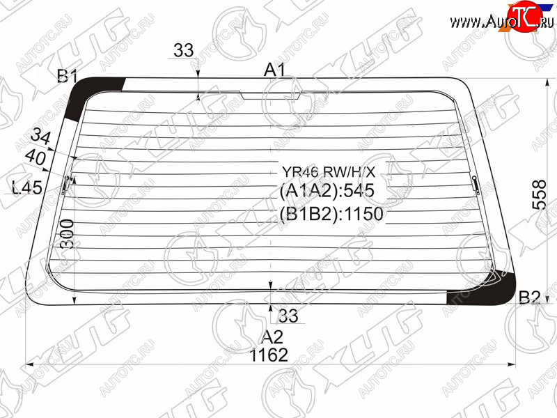 8 799 р. Стекло заднее (Цвет зеленый Обогрев) Toyota Lite Ace 96-07  Lite Ace Noah 96-01  Town Ace 96-08  XYG YR46 RW/H/X  с доставкой в г. Керчь