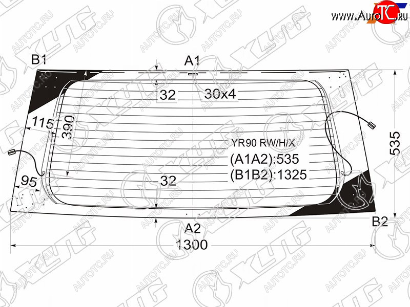 8 799 р. Стекло заднее (Цвет зеленый Обогрев) Toyota Noah 07-13  Voxy 07-13 XYG YR90 RW/H/X  с доставкой в г. Керчь