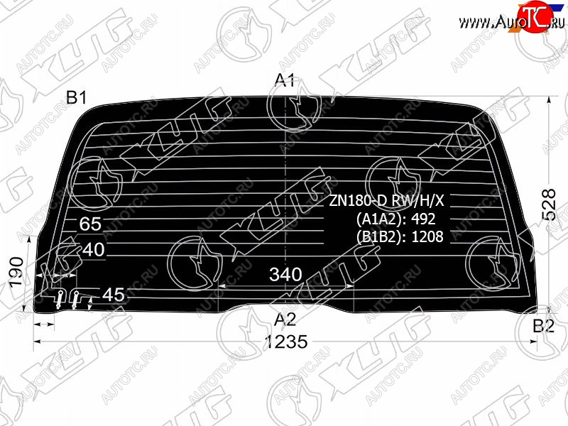 8 799 р. Стекло заднее (Затемненное Обогрев) Toyota Hilux Pick Up 97-05  4Runner 95-02  Hilux Surf 95-02 XYG ZN180-D RW/H/X  с доставкой в г. Керчь