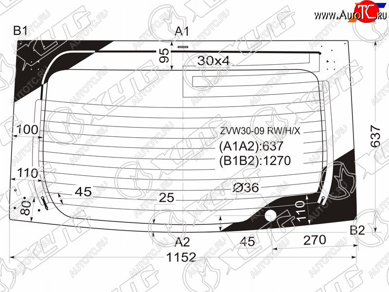 8 799 р. Стекло заднее (Цвет зеленый Обогрев) Toyota Prius (ZVW30) 09-16  Prius PHV 12-16 XYG ZVW30-09 RW/H/X  с доставкой в г. Керчь