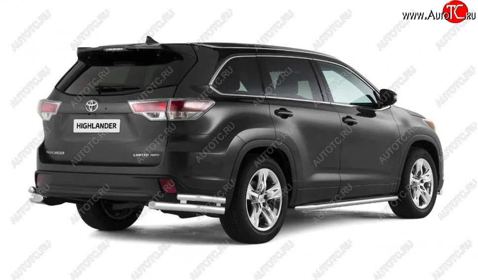 25 269 р. Защита заднего бампера (двойная, уголки d63/51 мм)  Toyota Highlander  XU50 (2013-2020) дорестайлинг, рестайлинг  с доставкой в г. Керчь