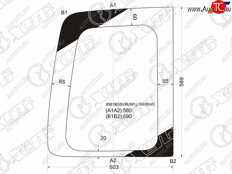 6 899 р. Стекло заднее (Цвет зеленый) Volkswagen Caddy 03-20 XYG 8581BGSVRUW1J RW/RH/X  с доставкой в г. Керчь