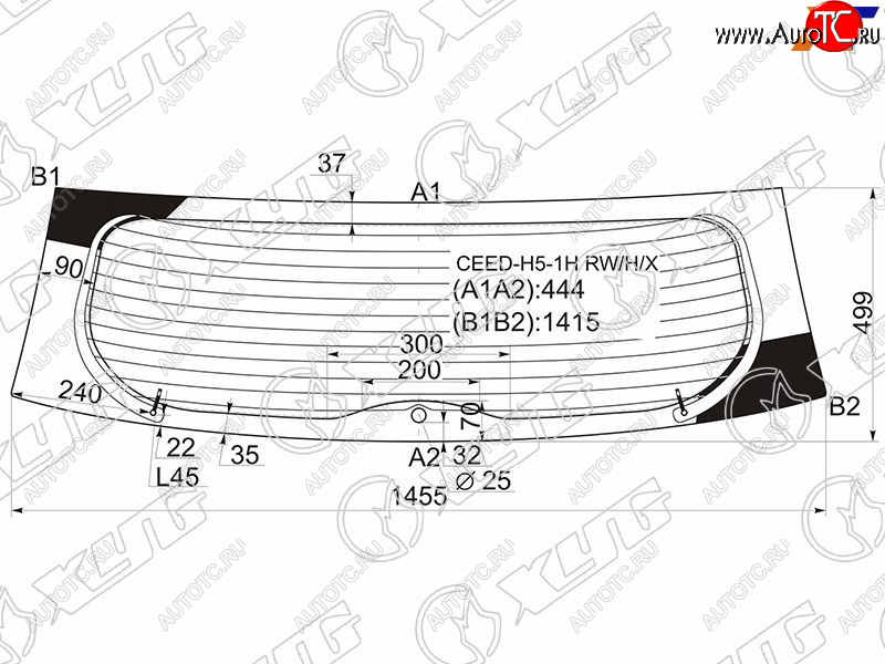 8 499 р. Стекло заднее (Цвет зеленый Обогрев 5D HBK) Kia Ceed 06-12 XYG CEED-H5-1H RW/H/X  с доставкой в г. Керчь