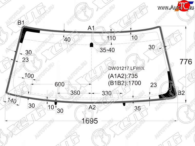 8 449 р. Стекло лобовое (Молдинг) Chevrolet Tahoe 95-07  Cadillac Escalade 99-06  Chevrolet Avalanche 03-06 XYG DW01217 LFW/X  с доставкой в г. Керчь