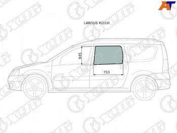 Стекло боковое опускное (Сзади Слева Цвет зеленый) Dacia Logan 04-08  Logan Mcv 08-12  LADA Larg XYG LARGUS RD/LH