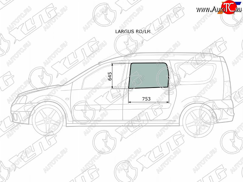 2 349 р. Стекло боковое опускное (Сзади Слева Цвет зеленый) Dacia Logan 04-08  Logan Mcv 08-12  LADA Larg XYG LARGUS RD/LH  с доставкой в г. Керчь