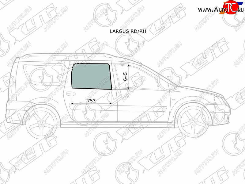 2 349 р. Стекло боковое опускное (Сзади Справа Цвет зеленый) Dacia Logan 04-08  Logan Mcv 08-12  LADA Lar XYG LARGUS RD/RH  с доставкой в г. Керчь