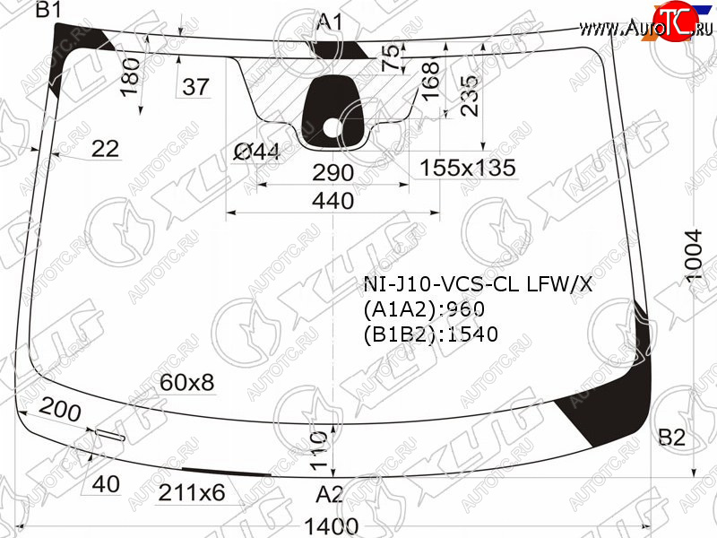 6 299 р. Стекло лобовое (Датчик дождя) Nissan Qashqai 06-13  Dualis 07-14  Qashqai+2 08-14 XYG NI-J10-VCS-CL LFW/X  с доставкой в г. Керчь