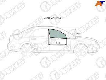 Стекло боковое опускное (Спереди Справа Цвет зеленый) Chevrolet Lacetti 04-13  Daewoo Lacetti 04- XYG NUBIRA-03 FD/RH