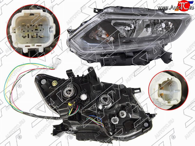 8 999 р. Фара левая (галоген, ДХО, с электрокорректором) SAT  Nissan X-trail  3 T32 (2013-2018) дорестайлинг  с доставкой в г. Керчь