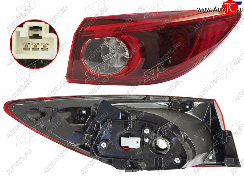 3 999 р. Фонарь задний правый (внешний, LED) SAT Mazda 3/Axela BM рестайлинг седан (2016-2019)  с доставкой в г. Керчь