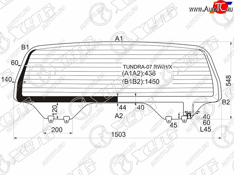 9 599 р. Стекло заднее (Цвет зеленый Обогрев) Toyota Tundra 06-22 XYG TUNDRA-07 RW/H/X  с доставкой в г. Керчь