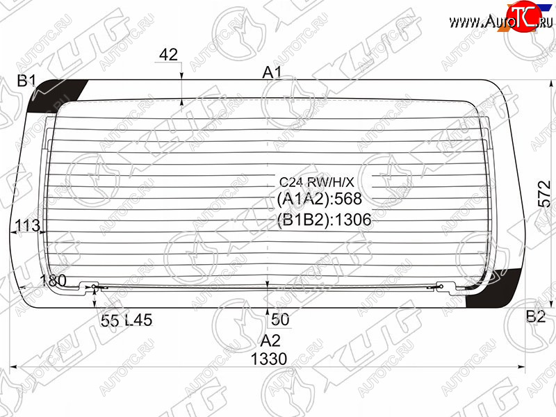 8 499 р. Стекло заднее (Цвет зеленый Обогрев) Nissan Serena 99-05 XYG C24 RW/H/X  с доставкой в г. Керчь