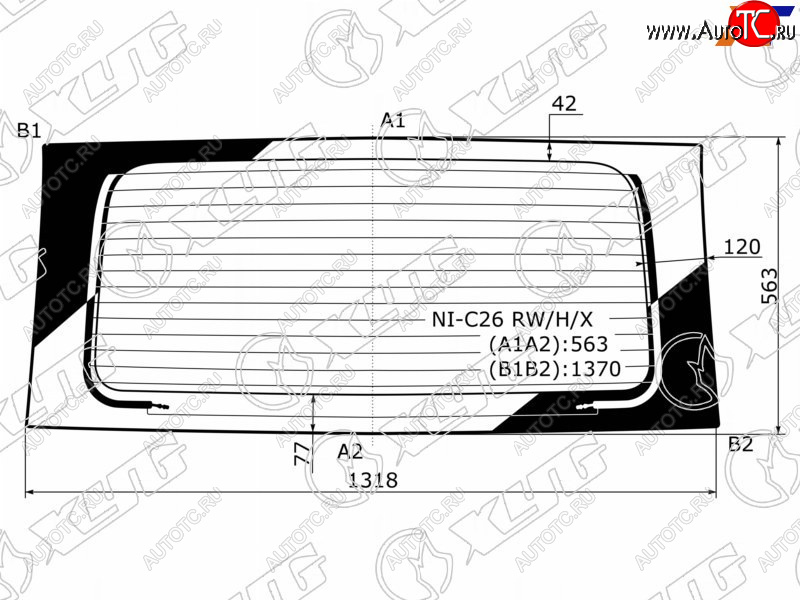 7 999 р. Стекло заднее (Цвет зеленый Обогрев) Nissan Serena 10-16 XYG NI-C26 RW/H/X  с доставкой в г. Керчь