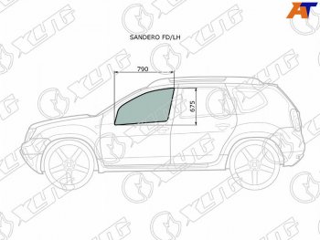 Стекло боковое опускное (Спереди Слева Цвет зеленый) Nissan Terrano 14-22  Renault Duster 10-21  XYG SANDERO FD/LH